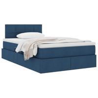 Opbergbed met matras met matras Blauw 120 x 200 cm Bewerkt hout - thumbnail
