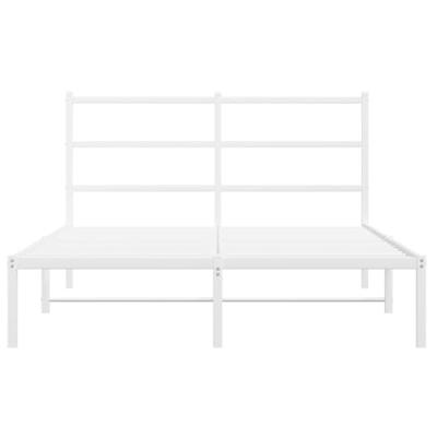 Bedframe met hoofdbord metaal wit 140x190 cm