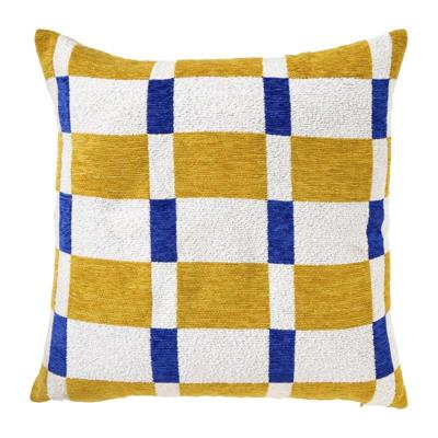Kussen vlakken - geel/blauw - 45x45 cm