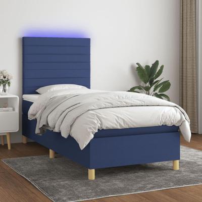 Boxspring met matras en LED stof blauw 100x200 cm