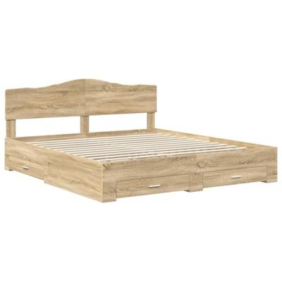 Bedframe met hoofdeinde Sonoma Eiken 180 x 200 cm Bewerkt hout