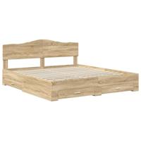 Bedframe met hoofdeinde Sonoma Eiken 180 x 200 cm Bewerkt hout - thumbnail