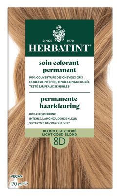 Herbatint Permanente Haarkleuring Licht Goud-Blond 8D