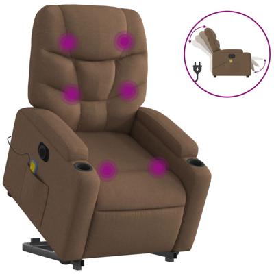 Sta-op-massagestoel elektrisch verstelbaar stof bruin - thumbnail
