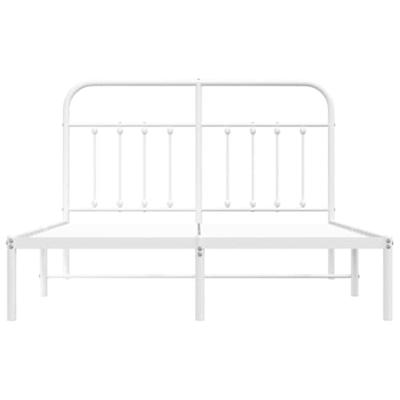 Bedframe met hoofdbord metaal wit 140x190 cm - thumbnail
