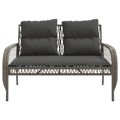 4-delige Loungeset met kussens poly rattan grijs