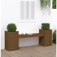 Bankje met plantenbakken 180x36x63 cm grenenhout honingbruin - thumbnail
