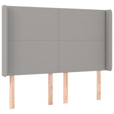 Hoofdbord met randen 147x16x118/128 cm stof lichtgrijs