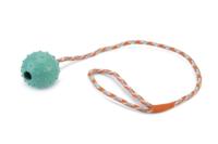 Rubberen bal met bel aan koord hondenspeeltje mint 60 cm - thumbnail