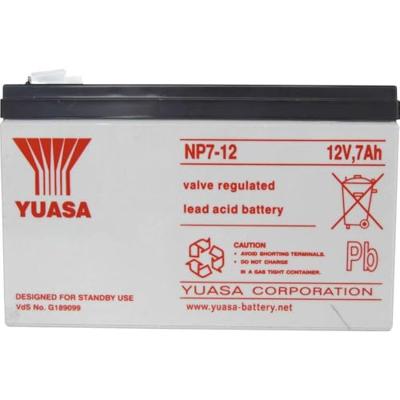 Yuasa NP7-12 Loodaccu 12 V 7 Ah Loodvlies (AGM) (b x h x d) 151 x 98 x 65 mm Kabelschoen 4.8 mm Onderhoudsvrij, VDS-certificering Yuasa NP7-12 Loodaccu 12 V 7 Ah Loodvlies (AGM) (b x h x d) 151 x 98 x 65 mm Kabelschoen 4.8 mm Onderhoudsvrij, VDS-certificering