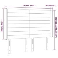 Hoofdbord met randen 147x16x118/128 cm stof donkerbruin - thumbnail