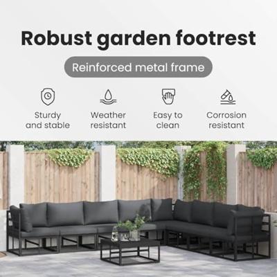 Tuinbankenset met kussen 8 pcs Zwart Aluminium