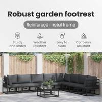 Tuinbankenset met kussen 8 pcs Zwart Aluminium - thumbnail