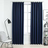 VidaXL Gordijnen verduisterend met haken 2 st 140x245 cm blauw - thumbnail