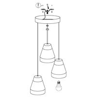 Eglo HanglampTarega 3-lichts betongrijs met hout - 95526 - thumbnail