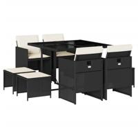 9-delige Tuinset poly rattan zwart - thumbnail