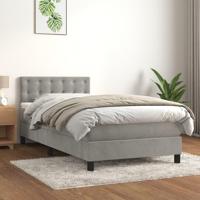 Boxspring met matras fluweel lichtgrijs 100x200 cm - thumbnail
