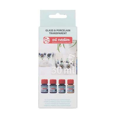Talens art creation glas & porselein transp. 4x30ml blauw
