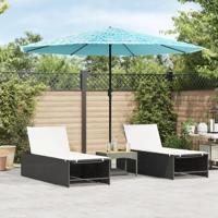 VidaXL Parasol met stalen paal 324x324x247 cm blauw - thumbnail