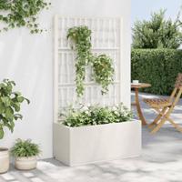 VidaXL Plantenbak met latwerk 80x36x140 cm polypropeen wit - thumbnail