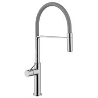 Sanimar Keukenmengkraan Sorrento Semi-Pro Flex Uittrekbare Slang Chroom En Grijs - thumbnail