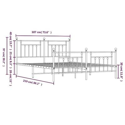 Bedframe met hoofd- en voeteneinde metaal wit 183x213 cm