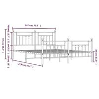 Bedframe met hoofd- en voeteneinde metaal wit 183x213 cm - thumbnail