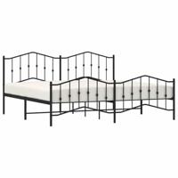 Bedframe met hoofd- en voeteneinde metaal zwart 193x203 cm - thumbnail