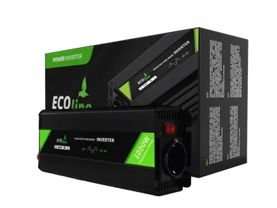 EcoLine 24V naar 230V Omvormer - 1000W Continu / 2000W Piek - Gemodificeerde Sinusgolf - Auto Omvormer voor Camper en Caravan