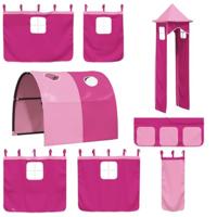 Stapelbed met glijbaan en gordijnen roze 90x200 cm - thumbnail