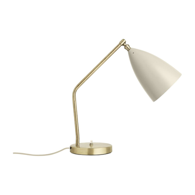 Gubi Grasshoppa Tafellamp - Messing & Oester wit Gubi Grasshoppa Tafellamp - Messing & Oester wit