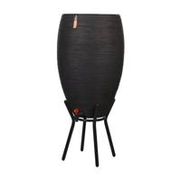 Capi Nature Rib regenton zwart 130 liter met plantenbak - thumbnail