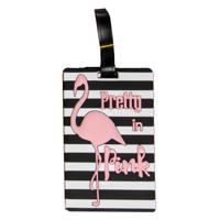 LG-Imports bagagelabel flamingo 18 x 8 cm roze - thumbnail