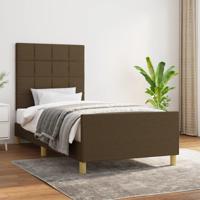 Bedframe zonder matras 90x190 cm stof donkerbruin - thumbnail