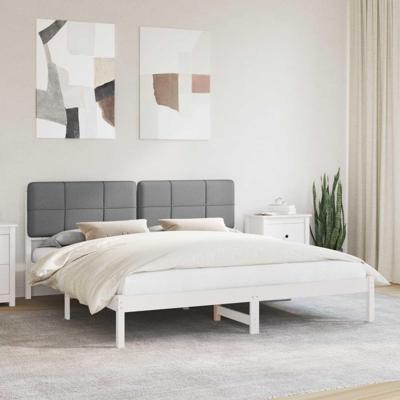 Bedframe met Gevoerd Hoofdgedeelte Lichtgrijs 200 x 200 cm