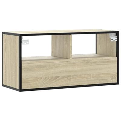 Tv-meubel 80x31x39,5 cm bewerkt hout metaal sonoma eikenkleurig Tv-meubel 80x31x39,5 cm bewerkt hout metaal sonoma eikenkleurig