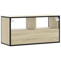 Tv-meubel 80x31x39,5 cm bewerkt hout metaal sonoma eikenkleurig - thumbnail