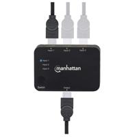 Manhattan neu HDMI-switch 3 poorten 3D-weergave mogelijk, LED-weergave, Ultra HD-geschikt, Met afstandsbediening, Met status-LEDs, Vergulde connectoren 4096 x - thumbnail