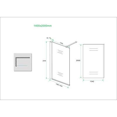 Douchewand Wiesbaden 140x200cm 8mm met Middenband NANO Glas