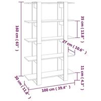 Boekenkast/kamerscherm 100x30x160 cm betongrijs - thumbnail