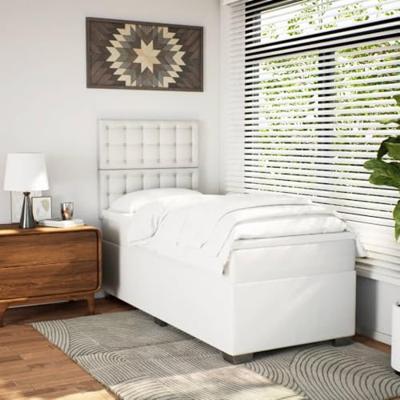 Boxspring met matras kunstleer wit 90x190 cm