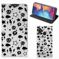 Mobiel BookCase Samsung Galaxy A20e Silver Punk - thumbnail