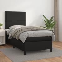Boxspring met matras kunstleer zwart 90x190 cm - thumbnail
