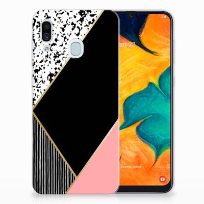 Samsung Galaxy A30 | TPU Hoesje | Zwart Roze Vormen