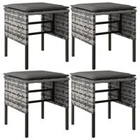 Tuinvoetenbanken 4 st met kussens poly rattan grijs - thumbnail