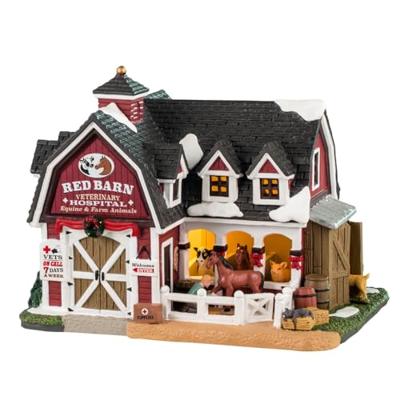 Lemax red barn veterinary hospital verlicht kersthuisje Harvest Crossing 2024 - thumbnail