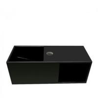 Wiesbaden Fontein Julia 54x20x20 cm met Nis Solid Surface Mat Zwart - thumbnail