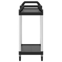 Trolley 2-laags 81x41x92 cm aluminium zwart - thumbnail