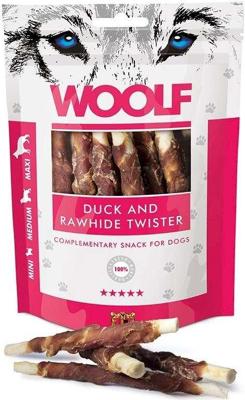WOOLF Eend runderhuid twister - hondensnack - 100g