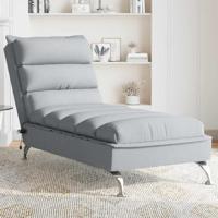 Massage chaise longue met kussens stof lichtgrijs - thumbnail